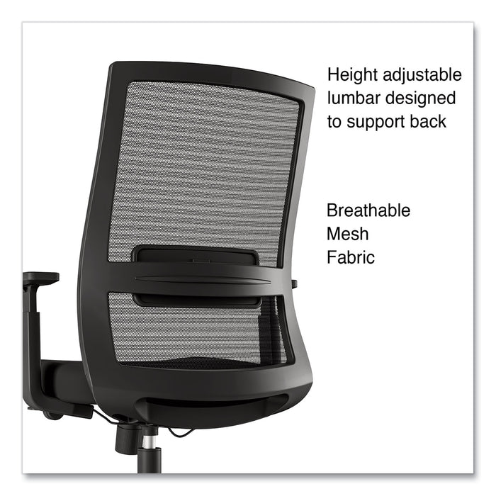 Ashdale Ergonomic Fabric Swivel Task Chair, Supports Up to 275 lb, 18.15 to 21.89 Seat Height, Black Seat/Back, Silver Base