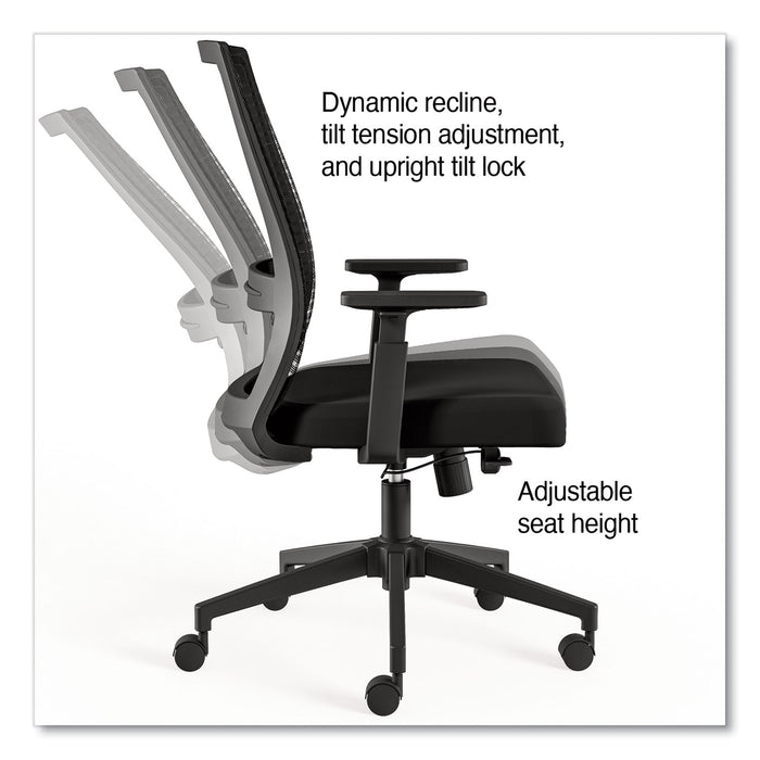 Ashdale Ergonomic Fabric Swivel Task Chair, Supports Up to 275 lb, 18.15 to 21.89 Seat Height, Black Seat/Back, Silver Base