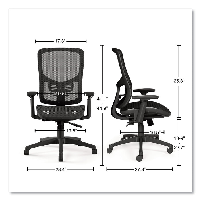 Hollins Ergonomic Mesh Swivel Task Chair, Supports Up to 275 lb, 18.57 to 22.54 Seat Height, Black Seat/Back, Black Base