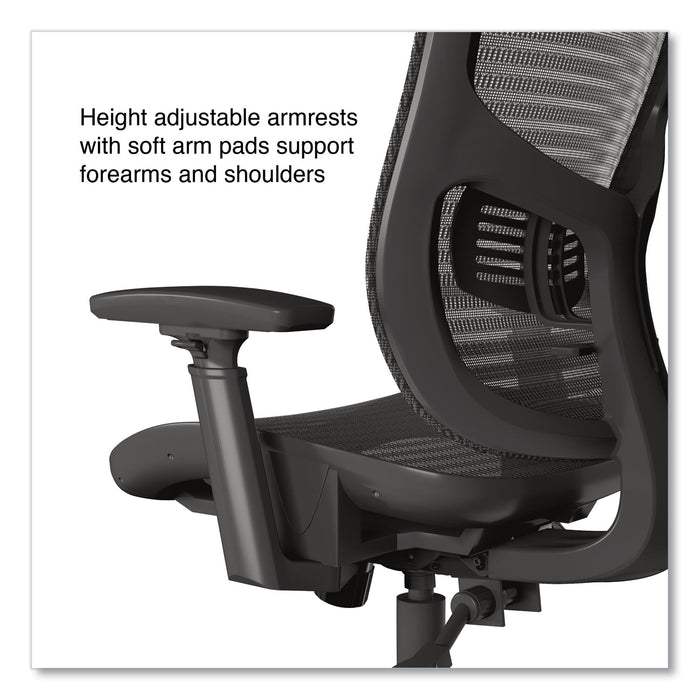 Hollins Ergonomic Mesh Swivel Task Chair, Supports Up to 275 lb, 18.57 to 22.54 Seat Height, Black Seat/Back, Black Base