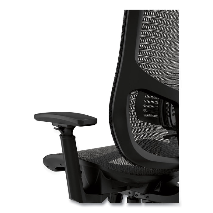 Hollins Ergonomic Mesh Swivel Task Chair, Supports Up to 275 lb, 18.57 to 22.54 Seat Height, Black Seat/Back, Black Base