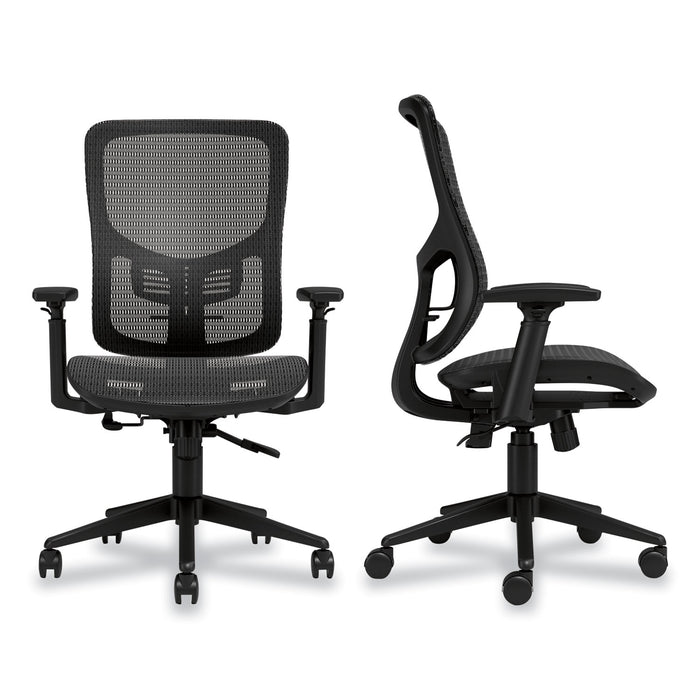 Hollins Ergonomic Mesh Swivel Task Chair, Supports Up to 275 lb, 18.57 to 22.54 Seat Height, Black Seat/Back, Black Base