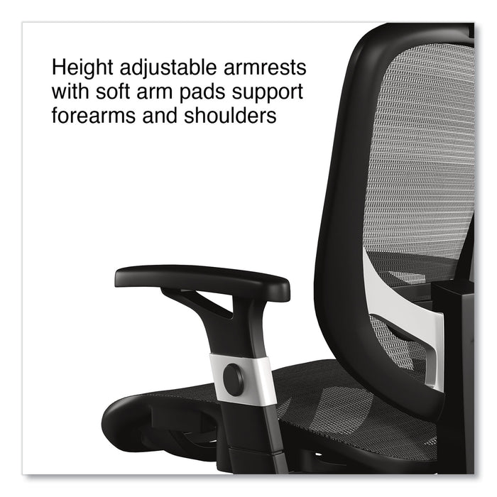 Minerva Ergonomic Mesh Swivel Task Chair, Supports Up to 275 lb, 17.24 to 20.98 Seat Height, Gray Seat, Gray Back, Black Base