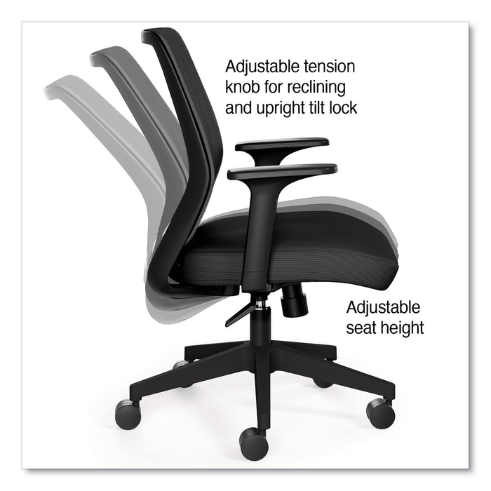 Wessex Ergonomic Fabric Mesh Swivel Task Chair, Supports Up to 275 lbs, 17.09 to 20.83 Seat Height, Black Seat/Back/Base