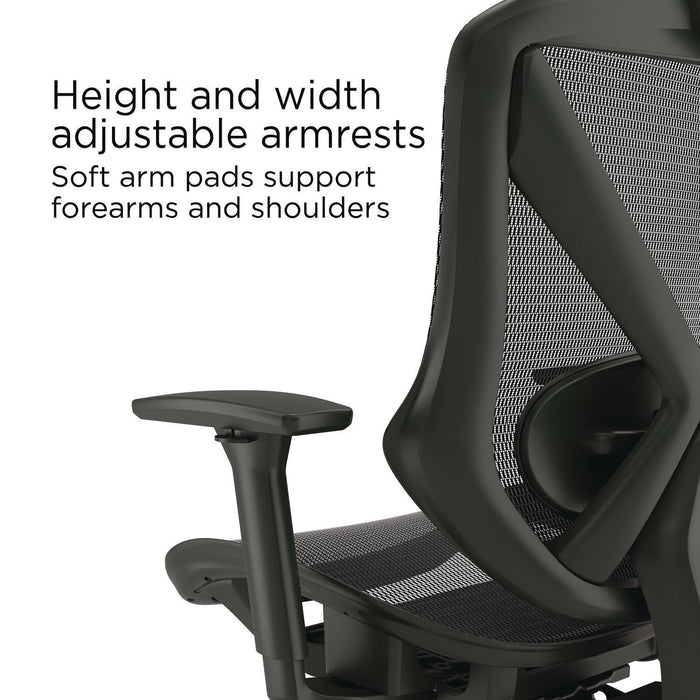Taunton Ergonomic Mesh Swivel Task Chair, Supports Up to 275 lb, 17.44 to 20.98 Seat Height, Black Seat/Back, Black Base
