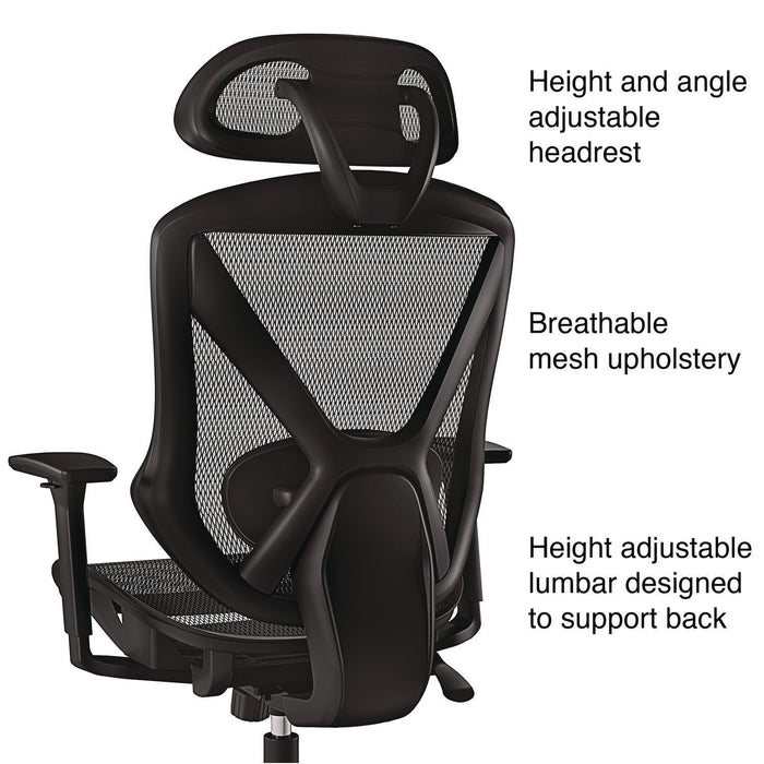 Taunton Ergonomic Mesh Swivel Task Chair, Supports Up to 275 lb, 17.44 to 20.98 Seat Height, Black Seat/Back, Black Base