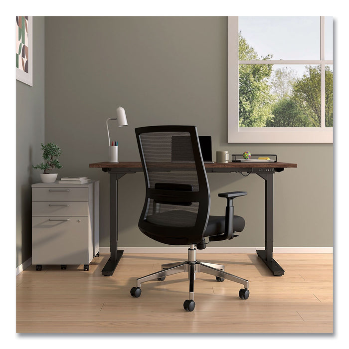 Ashdale Ergonomic Fabric Swivel Task Chair, Supports Up to 275 lb, 18.15 to 21.89 Seat Height, Black Seat/Back, Silver Base