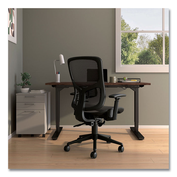 Hollins Ergonomic Mesh Swivel Task Chair, Supports Up to 275 lb, 18.57 to 22.54 Seat Height, Black Seat/Back, Black Base