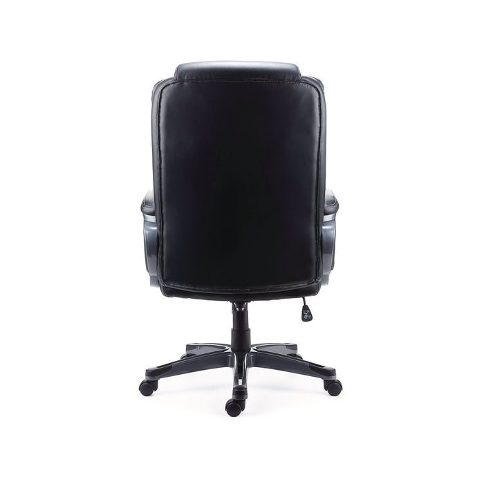 Kirkdale Bonded Leather Manager Chair, Supports Up to 275 lb, 16.18 to 22.76 Seat Height, Black Seat/Back, Black Base