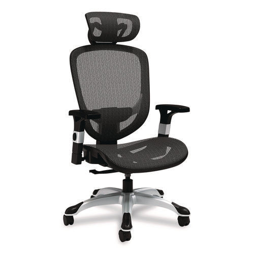 Minerva Ergonomic Mesh Swivel Task Chair, Supports Up to 275 lb, 17.24 to 20.98 Seat Height, Black Seat/Back, Black Base