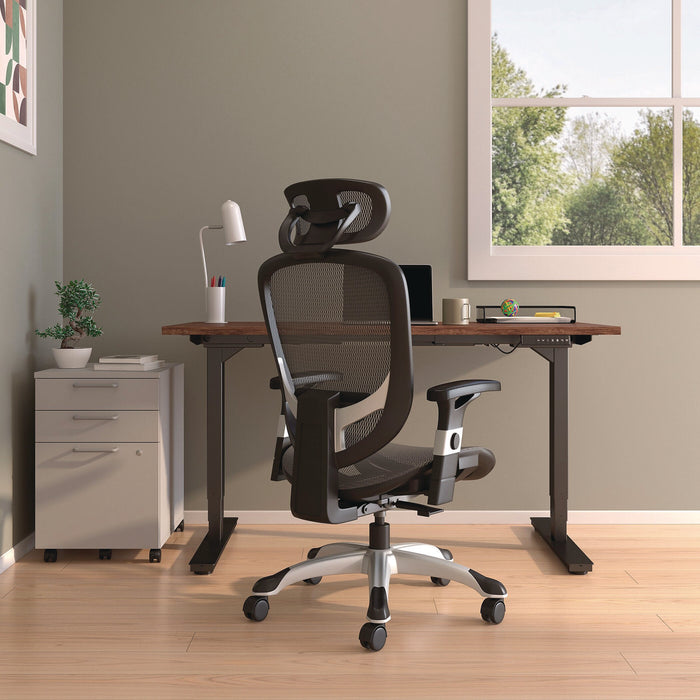 Minerva Ergonomic Mesh Swivel Task Chair, Supports Up to 275 lb, 17.24 to 20.98 Seat Height, Gray Seat, Gray Back, Black Base