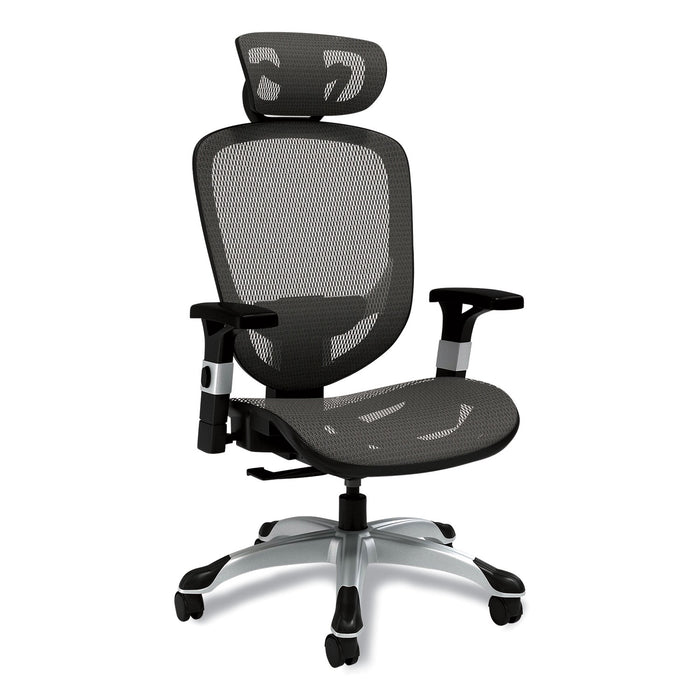 Minerva Ergonomic Mesh Swivel Task Chair, Supports Up to 275 lb, 17.24 to 20.98 Seat Height, Gray Seat, Gray Back, Black Base
