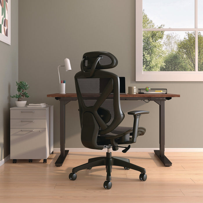 Taunton Ergonomic Mesh Swivel Task Chair, Supports Up to 275 lb, 17.44 to 20.98 Seat Height, Black Seat/Back, Black Base
