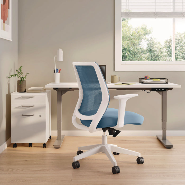 Wessex Ergonomic Fabric Mesh Swivel Task Chair, Up to 275 lb, 17.09 to 20.83 Seat Height, Seafoam Seat/Back, White Base