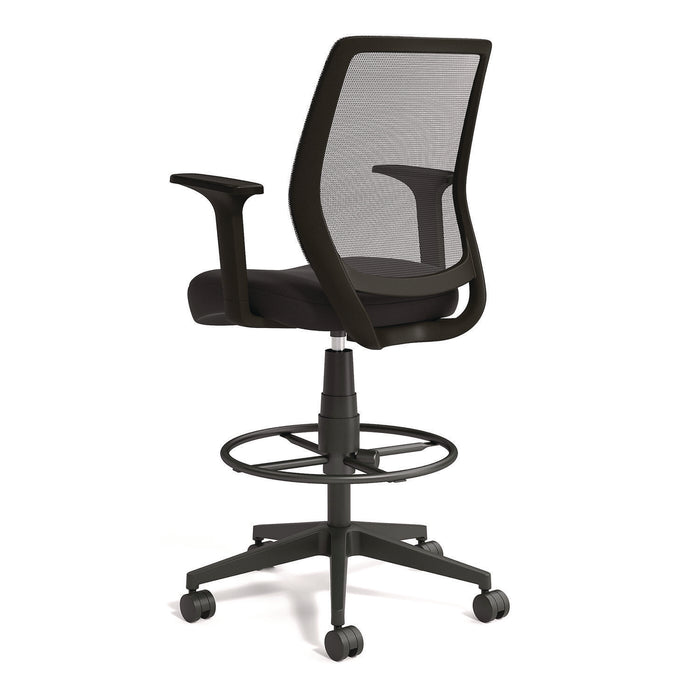 Wessex Drafting Stool, Mesh Back, Supports Up to 275 lb, 27.95 to 33.66 Seat Height, Black Seat, Black Back, Black Base