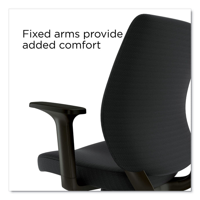 Wessex Ergonomic Fabric Task Chair, Supports Up to 275 lb, 17.13 to 20.83 Seat Height, Black Seat/Back, Black Base