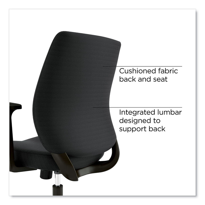 Wessex Ergonomic Fabric Task Chair, Supports Up to 275 lb, 17.13 to 20.83 Seat Height, Black Seat/Back, Black Base