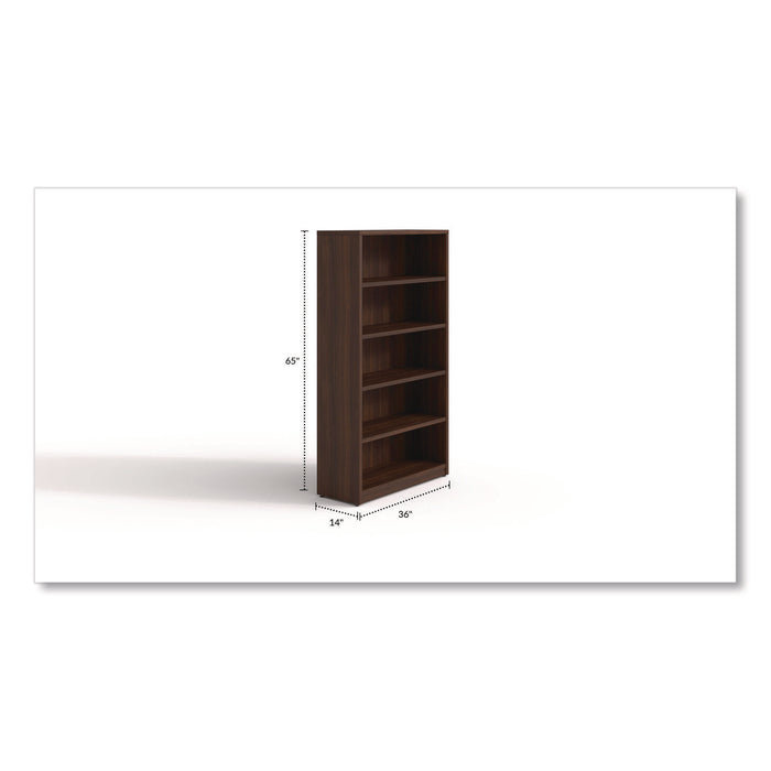 Alera Seville Bookcase, Five-Shelf, 36" x 14" x 65", Mahogany