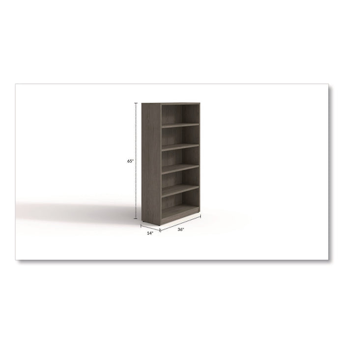 Alera Seville Bookcase, Five-Shelf, 36" x 14" x 65", Walnut