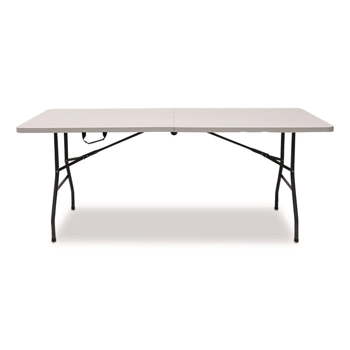 Fold in Half Plastic Folding Table, Rectangular, 72w x 29.63d x 29.25 to 37.13h, White