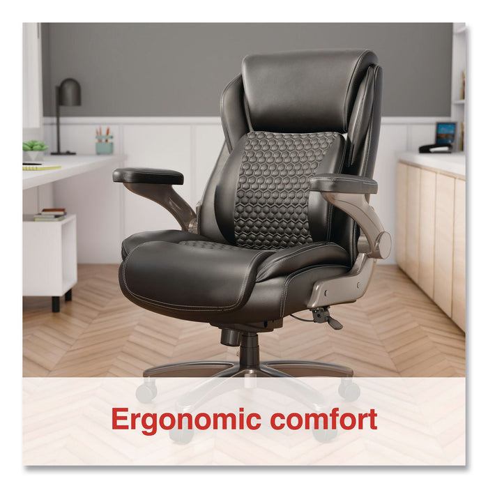 Leithen Bonded Leather Big and Tall Midback Chair, Supports 400 lbs,19.49" - 22.44" Seat Height, Black Seat/Back, Silver Base