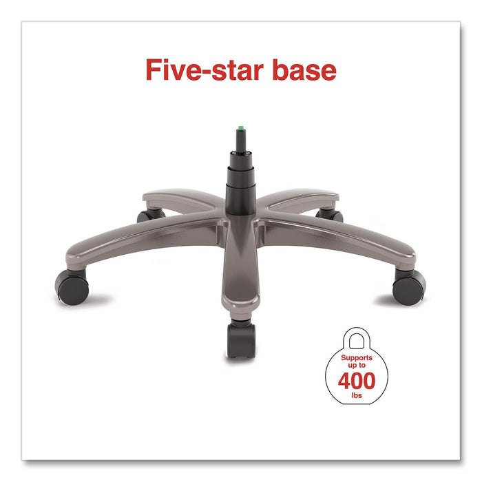 Leithen Bonded Leather Big and Tall Midback Chair, Supports 400 lbs,19.49" - 22.44" Seat Height, Black Seat/Back, Silver Base