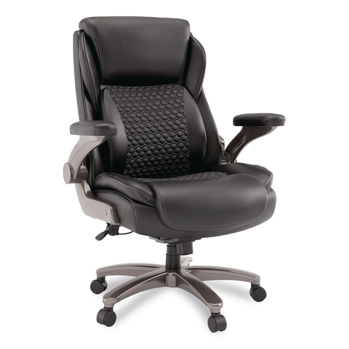 Leithen Bonded Leather Big and Tall Midback Chair, Supports 400 lbs,19.49" - 22.44" Seat Height, Black Seat/Back, Silver Base