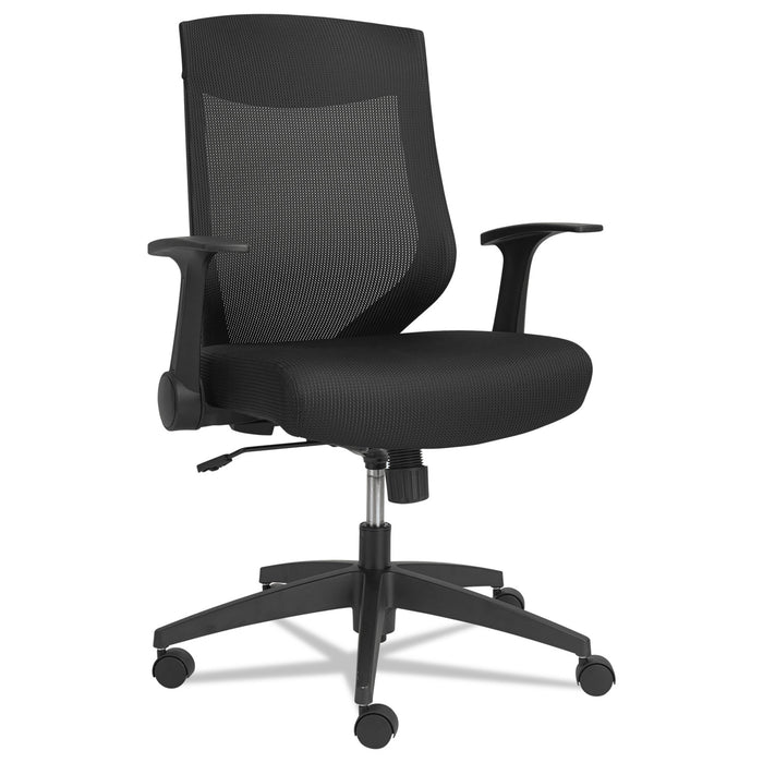 Alera EB-K Series Synchro Mid-Back Flip-Arm Mesh Chair, Supports Up to 275 lb, 18.5" to 22.04" Seat Height, Black