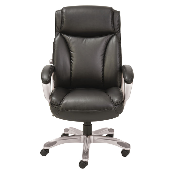 Alera Veon Series Executive High-Back Bonded Leather Chair, Supports Up to 275 lb, Black Seat/Back, Graphite Base