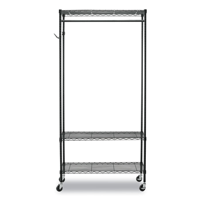 Wire Shelving Garment Rack, 40 Garments, 48w x 18d x 75h, Black