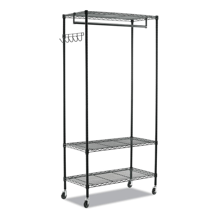Wire Shelving Garment Rack, 40 Garments, 48w x 18d x 75h, Black