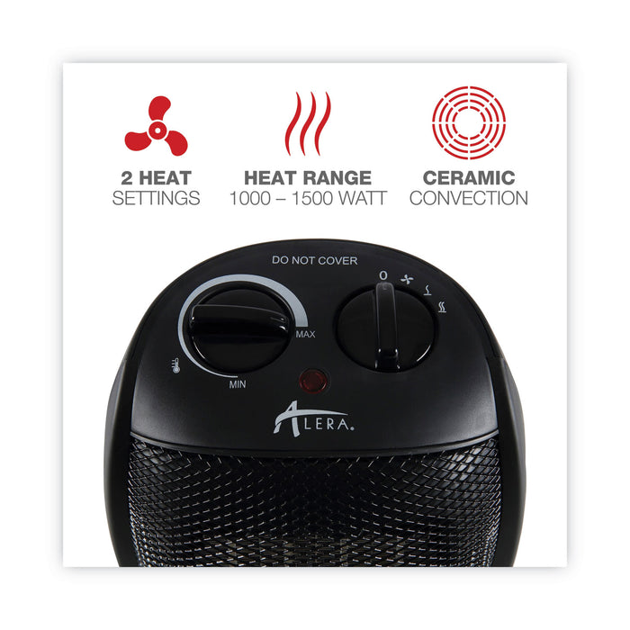 Ceramic Heater, 1,500 W, 7.12 x 5.87 x 8.75, Black