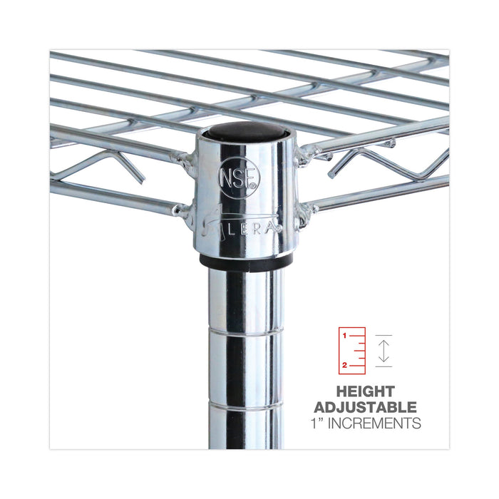 Residential Wire Shelving, Four-Shelf, 36w x 14d x 54h, Silver