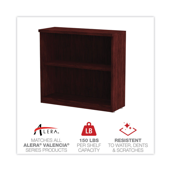 Alera Valencia Series Bookcase, Two-Shelf, 31.75w x 14d x 29.5h, Mahogany