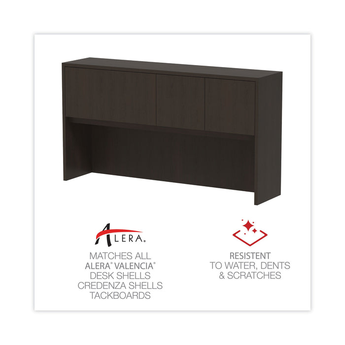 Alera Valencia Series Hutch with Doors, 4 Compartments, 64.75w x 15d x 35.38h, Espresso
