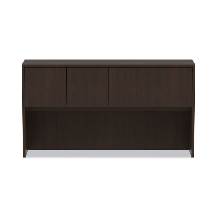 Alera Valencia Series Hutch with Doors, 4 Compartments, 64.75w x 15d x 35.38h, Espresso