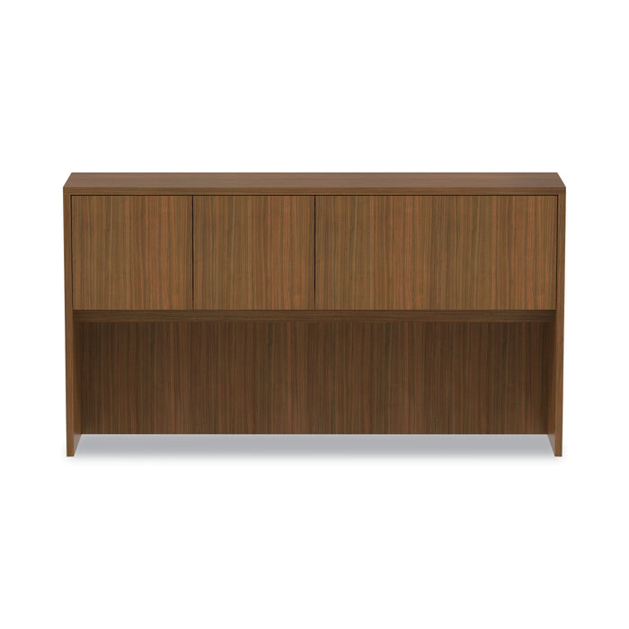 Alera Valencia Series Hutch with Doors, 4 Compartments, 64.75w x 15d x 35.38h, Modern Walnut