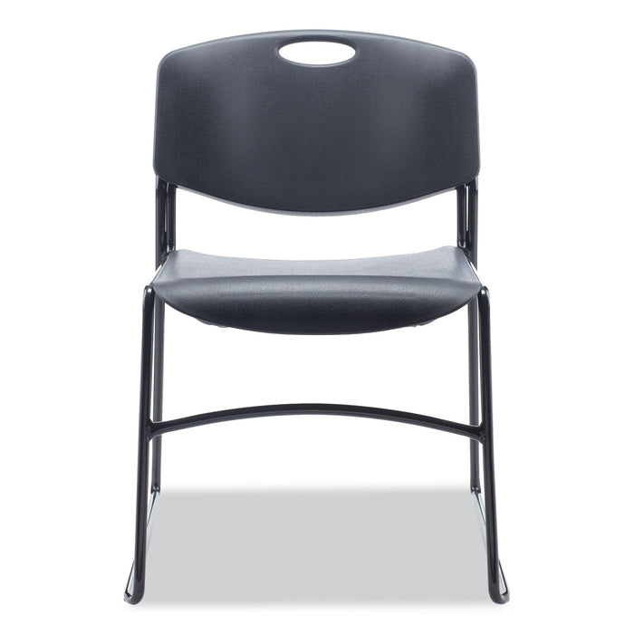 Alera Resin Stacking Chair, Supports Up to 275 lb, 18.50" Seat Height, Black Seat, Black Back, Black Base, 4/Carton