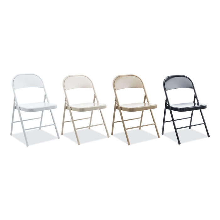Armless Steel Folding Chair, Supports Up to 275 lb, Black Seat, Black Back, Black Base, 4/Carton