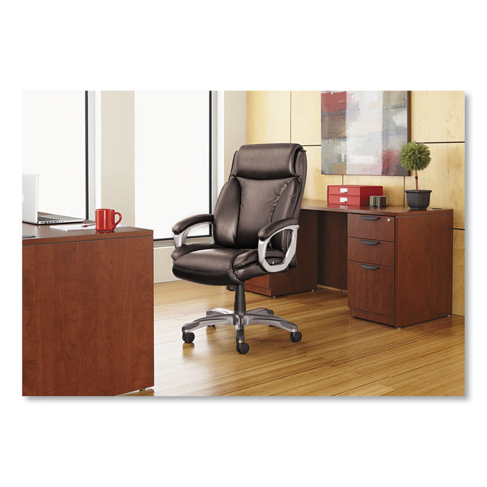 Alera Veon Series Executive High-Back Bonded Leather Chair, Supports Up to 275 lb, Black Seat/Back, Graphite Base