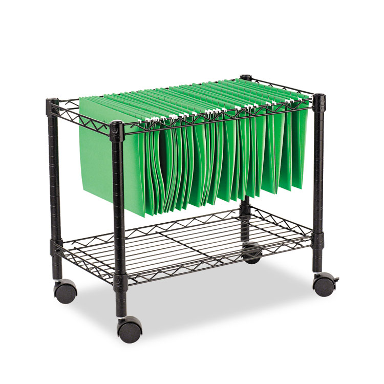 Single Tier Mobile File Cart Metal Rolling Office Paper Holder Organizer 
