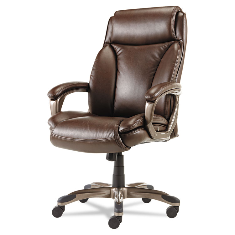 Alera Veon Series Executive HighBack Leather Chair Coil Spring Cushioning,Brown 