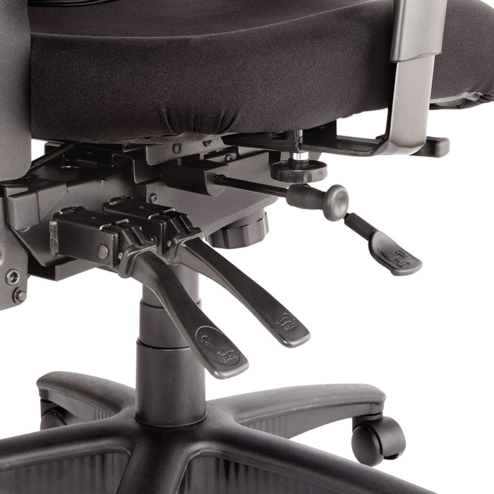Alera Elusion Series Mesh Mid-Back Multifunction Chair, Prem Fabric, Supports Up to 275 lb, 17.7" to 21.4" Seat Height, Black