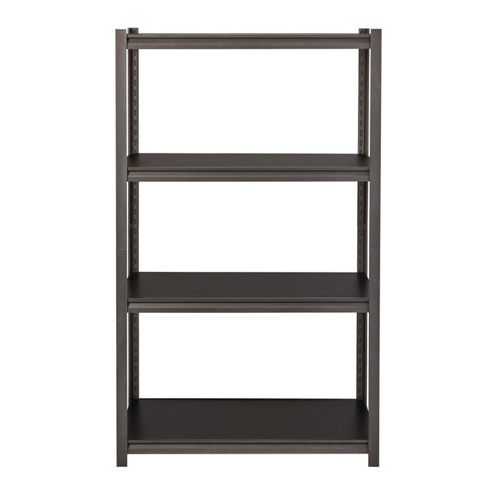 Steel Shelving Unit with Laminate Shelves, Four-Shelf, 36w x 18d x 60h, Steel, Black/Gun Metal Gray