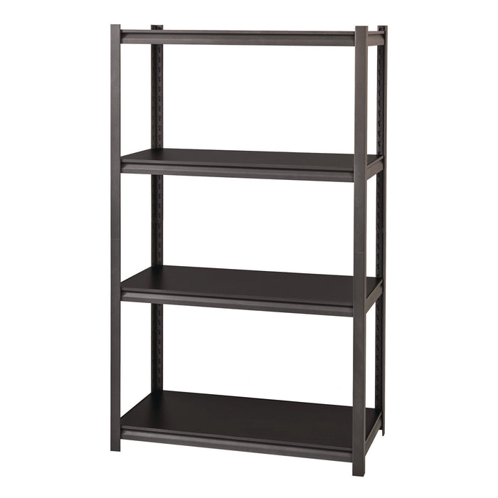 Steel Shelving Unit with Laminate Shelves, Four-Shelf, 36w x 18d x 60h, Steel, Black/Gun Metal Gray