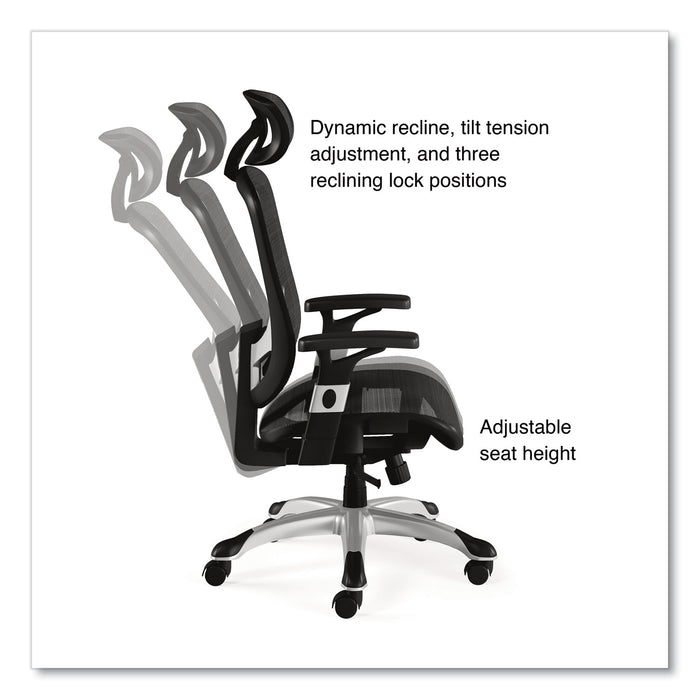 Minerva Ergonomic Mesh Swivel Task Chair, Supports Up to 275 lb, 17.24 to 20.98 Seat Height, Gray Seat, Gray Back, Black Base