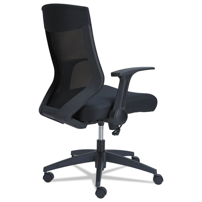Alera EB-K Series Synchro Mid-Back Flip-Arm Mesh Chair, Supports Up to 275 lb, 18.5" to 22.04" Seat Height, Black