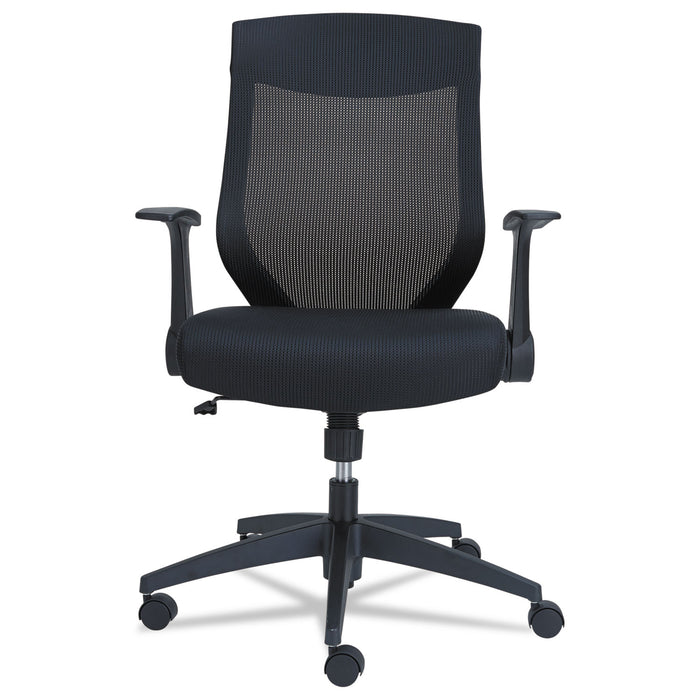 Alera EB-K Series Synchro Mid-Back Flip-Arm Mesh Chair, Supports Up to 275 lb, 18.5" to 22.04" Seat Height, Black