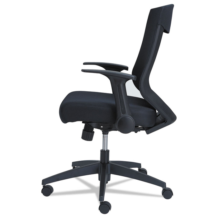 Alera EB-K Series Synchro Mid-Back Flip-Arm Mesh Chair, Supports Up to 275 lb, 18.5" to 22.04" Seat Height, Black