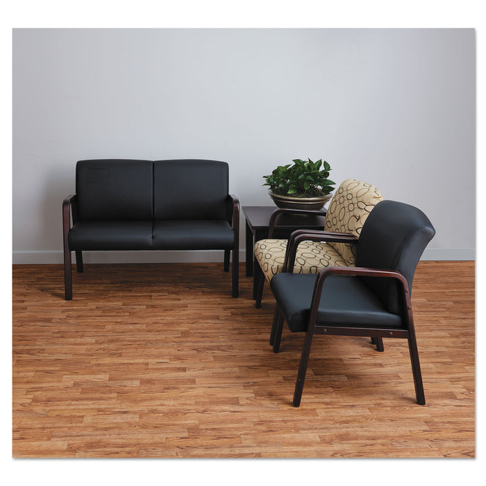 Alera Reception Lounge WL Series Guest Chair, 24.21" x 24.8" x 32.67", Tan Seat, Tan Back, Mahogany Base